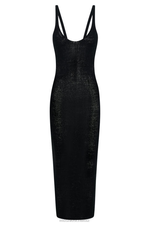 Meshki Shae Strick-Midikleid mit U-Ausschnitt Schwarz Kleidung 060V427