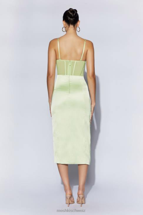 Meshki Talisa Midikleid mit seitlich geteiltem Korsett und Kettenriemen Pistaziengrün Kleidung 060V612