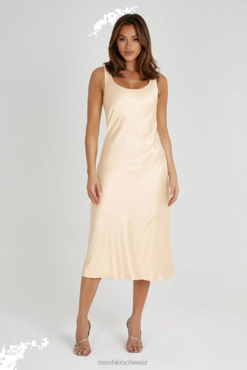 Meshki Tamara schillerndes Slip-Midikleid aus Satin Aprikose Kleidung 060V292
