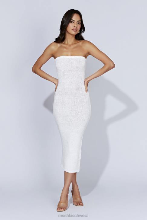 Meshki Trägerloses Midikleid aus Bandgarn von Friya Weiß Kleidung 060V621