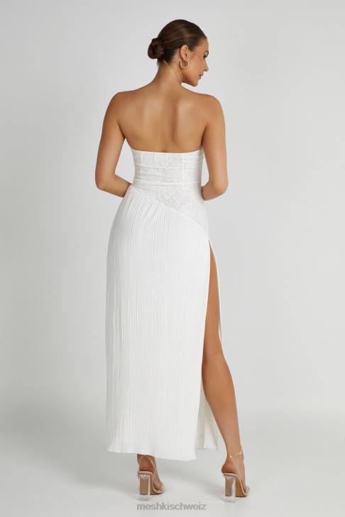 Meshki Trägerloses Midikleid aus Spitze mit Plissee von Skye Weiß Kleidung 060V305