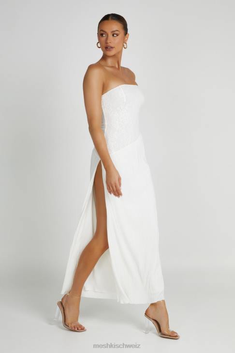 Meshki Trägerloses Midikleid aus Spitze mit Plissee von Skye Weiß Kleidung 060V305