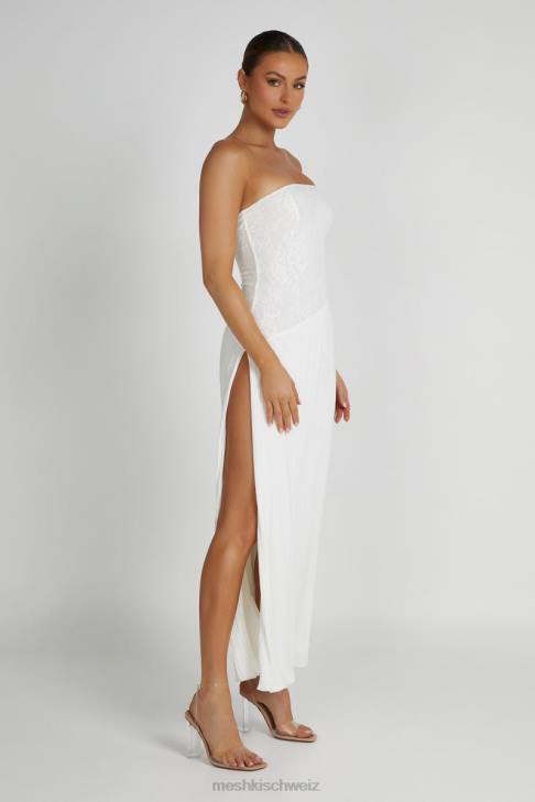 Meshki Trägerloses Midikleid aus Spitze mit Plissee von Skye Weiß Kleidung 060V305