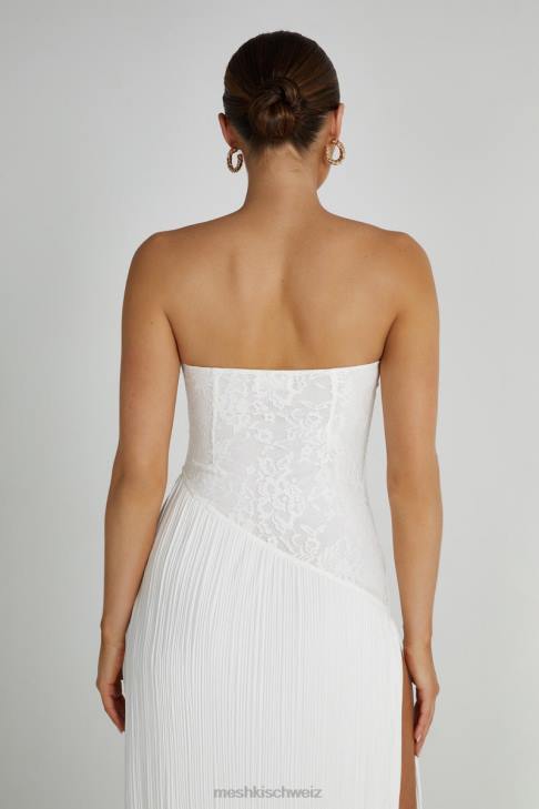 Meshki Trägerloses Midikleid aus Spitze mit Plissee von Skye Weiß Kleidung 060V305