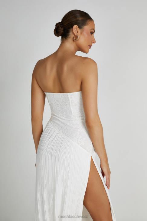 Meshki Trägerloses Midikleid aus Spitze mit Plissee von Skye Weiß Kleidung 060V305