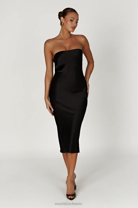 Meshki Tyler trägerloses Midikleid aus Satin Schwarz Kleidung 060V568