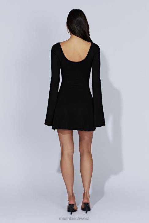 Meshki Birdie-Strick-Minikleid mit langen Ärmeln Schwarz Kleidung 060V426