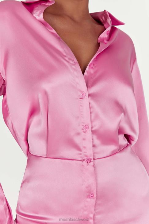 Meshki Brielle-Satin-Hemdkleid Kaugummirosa Kleidung 060V599