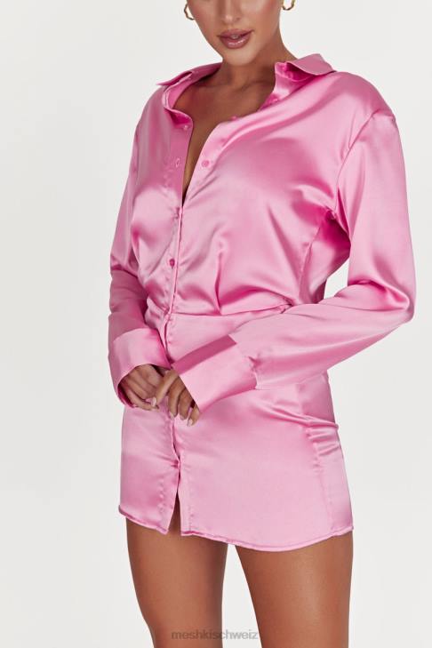 Meshki Brielle-Satin-Hemdkleid Kaugummirosa Kleidung 060V599