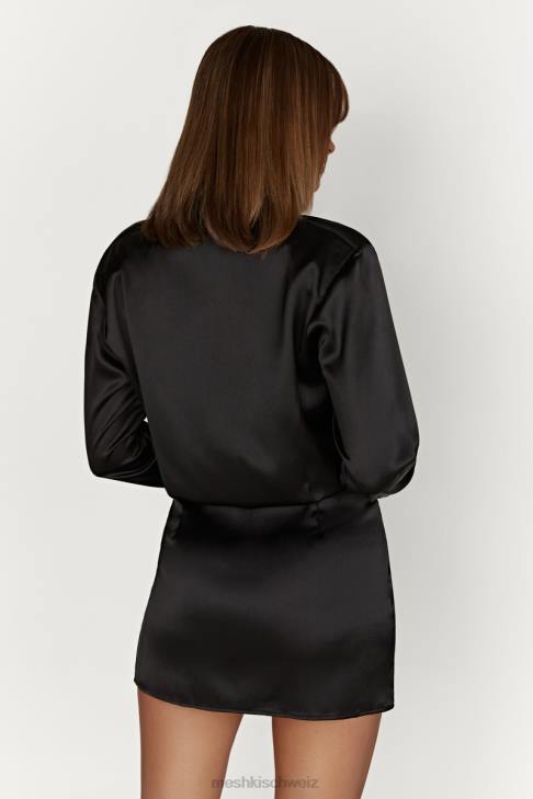 Meshki Brielle-Satin-Hemdkleid Schwarz Kleidung 060V600