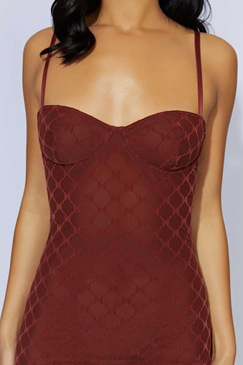 Meshki Cherie Mesh-Monogramm-Minikleid Kirschschokolade Kleidung 060V547