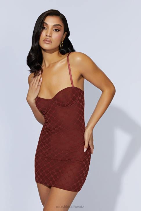 Meshki Cherie Mesh-Monogramm-Minikleid Kirschschokolade Kleidung 060V547