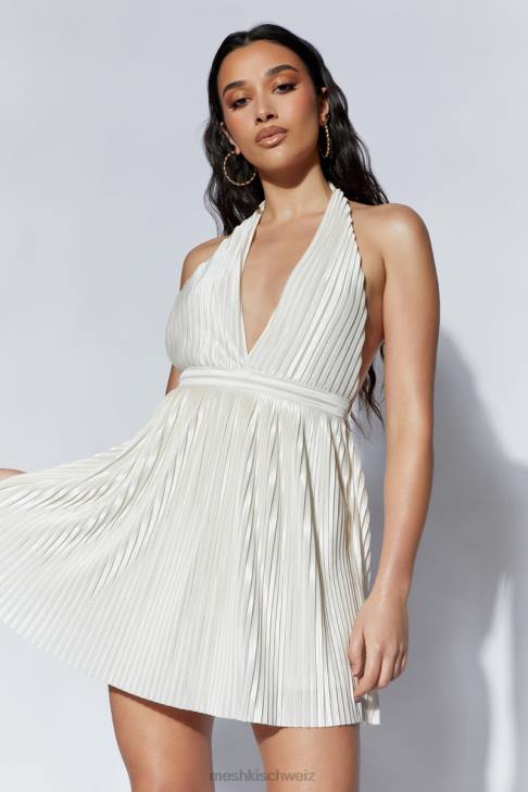 Meshki Darya plissiertes Mini-Neckholder-Kleid Weizen Kleidung 060V665