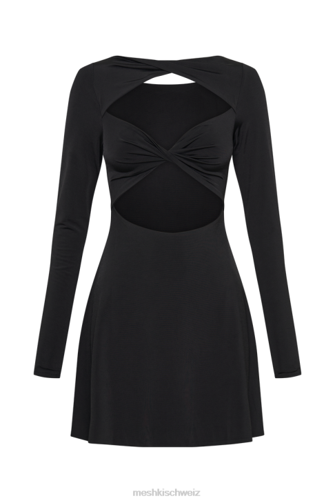 Meshki Eleanor Minikleid mit verdrehter Vorderseite Schwarz Kleidung 060V237