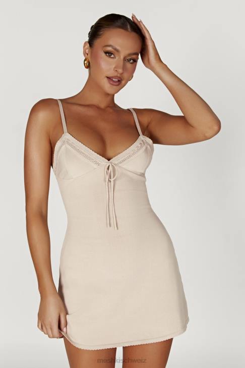 Meshki Ellis Pointelle-Strick-Minikleid Knochen Kleidung 060V282