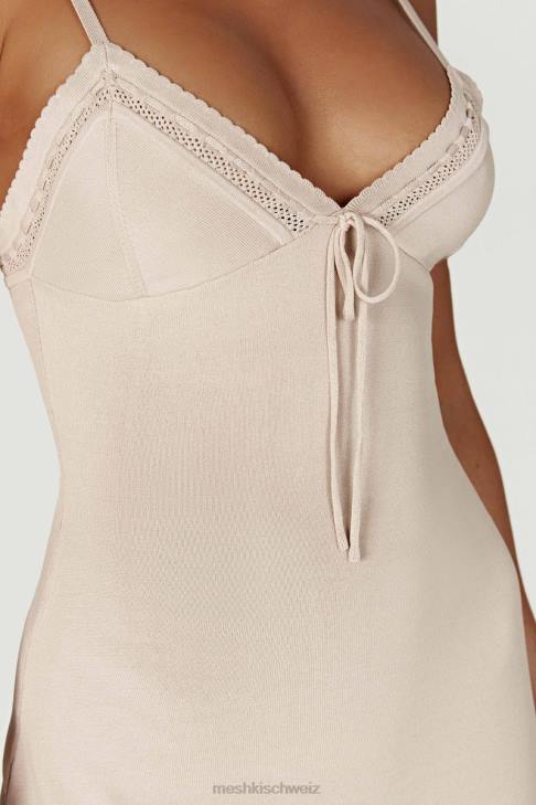 Meshki Ellis Pointelle-Strick-Minikleid Knochen Kleidung 060V282