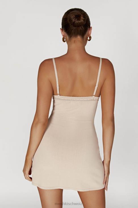 Meshki Ellis Pointelle-Strick-Minikleid Knochen Kleidung 060V282