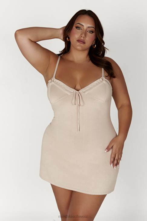 Meshki Ellis Pointelle-Strick-Minikleid Knochen Kleidung 060V282