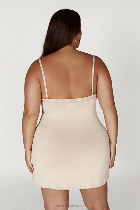 Meshki Ellis Pointelle-Strick-Minikleid Knochen Kleidung 060V282