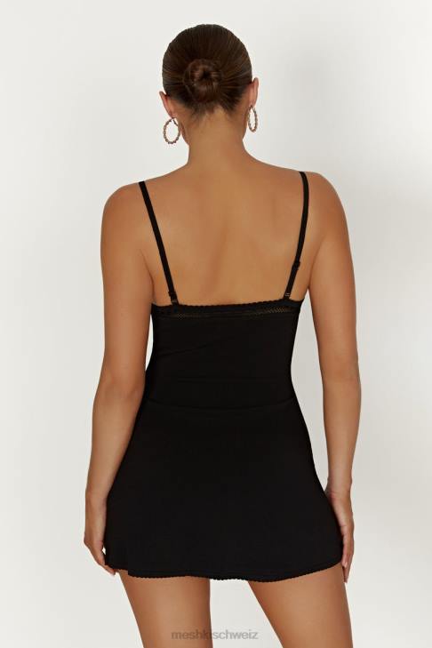 Meshki Ellis Pointelle-Strick-Minikleid Schwarz Kleidung 060V267