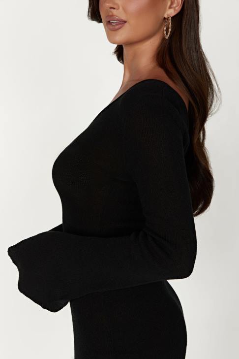 Meshki Ember Dry Handle Strick-Minikleid Schwarz Kleidung 060V365