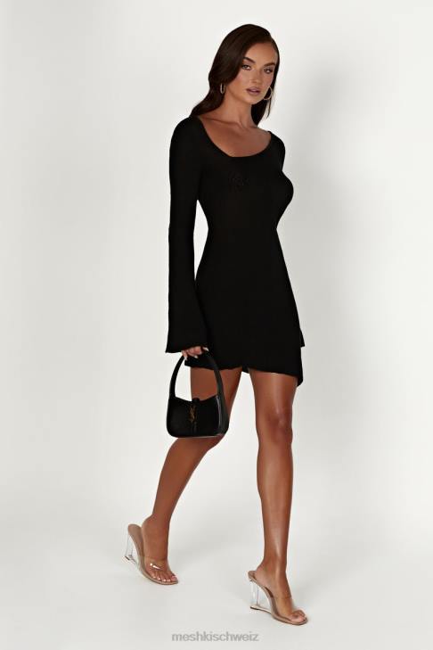Meshki Ember Dry Handle Strick-Minikleid Schwarz Kleidung 060V365