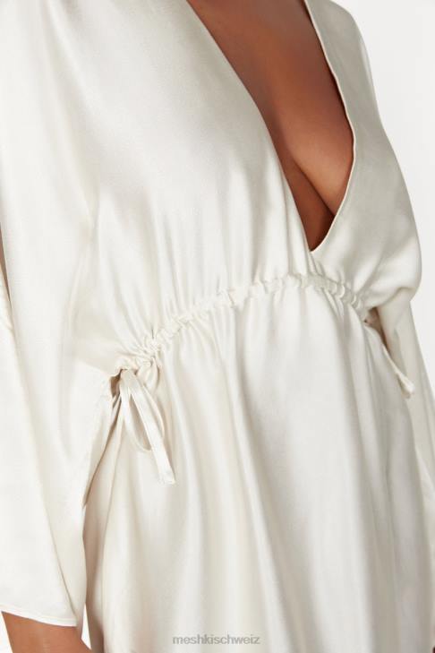 Meshki Esmerlda plissiertes Kimono-Minikleid Elfenbein Kleidung 060V563