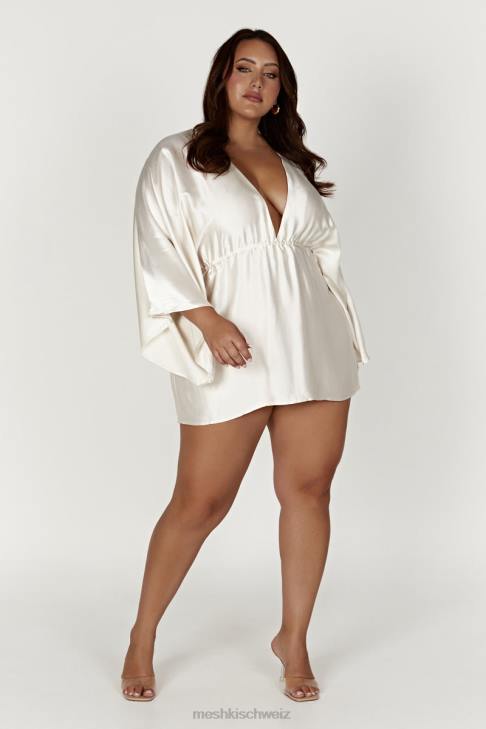 Meshki Esmerlda plissiertes Kimono-Minikleid Elfenbein Kleidung 060V563