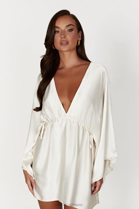 Meshki Esmerlda plissiertes Kimono-Minikleid Elfenbein Kleidung 060V563