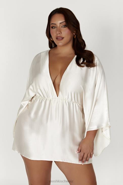 Meshki Esmerlda plissiertes Kimono-Minikleid Elfenbein Kleidung 060V563