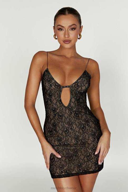 Meshki Juliet-Spitzen-Minikleid Schwarz Kleidung 060V342
