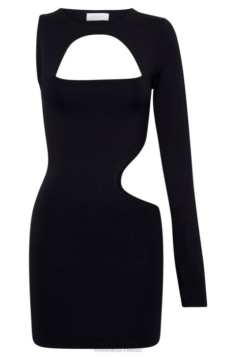 Meshki Kat One-Shoulder-Handschuh-Minikleid mit Ausschnitt Schwarz Kleidung 060V717