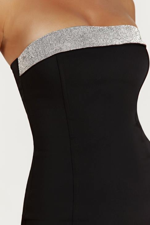 Meshki Kiya-Minikleid mit Strass-Kontrast Schwarz Kleidung 060V329