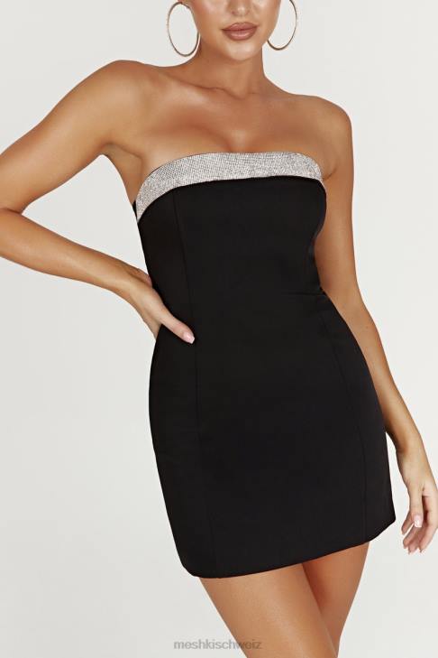 Meshki Kiya-Minikleid mit Strass-Kontrast Schwarz Kleidung 060V329