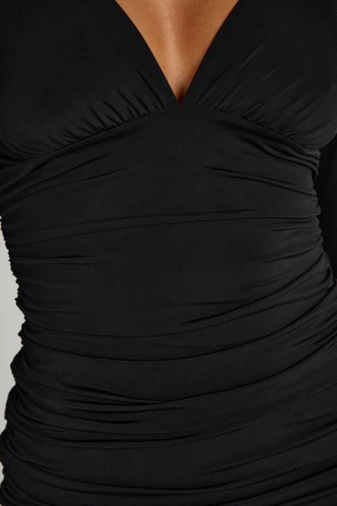 Meshki Leanne-Jersey-Minikleid mit Raffungen Schwarz Kleidung 060V252