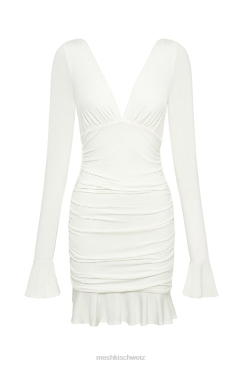 Meshki Leanne-Jersey-Minikleid mit Raffungen Weiß Kleidung 060V257