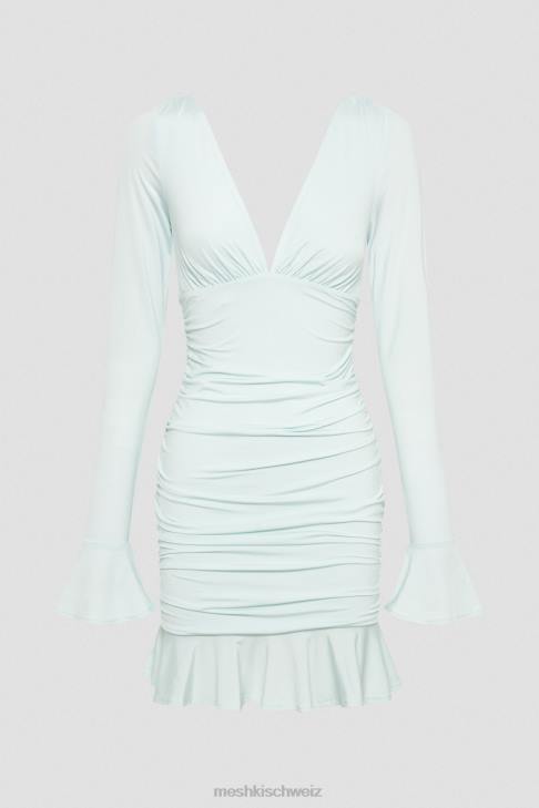 Meshki Leanne-Jersey-Minikleid mit Raffungen arktisches Blau Kleidung 060V215