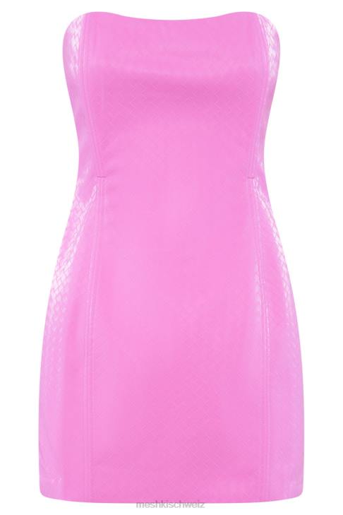 Meshki Lizzie Crosshatch-Minikleid aus Kunstleder Rosa Kleidung 060V569
