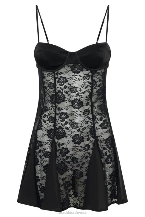 Meshki Lolita-Spitzen-Minikleid Schwarz Kleidung 060V411