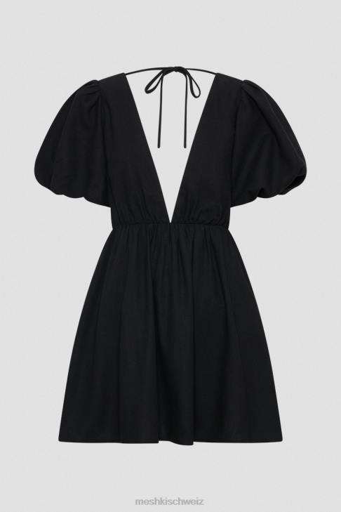 Meshki Myrah-Minikleid aus Leinen mit Puffärmeln Schwarz Kleidung 060V226