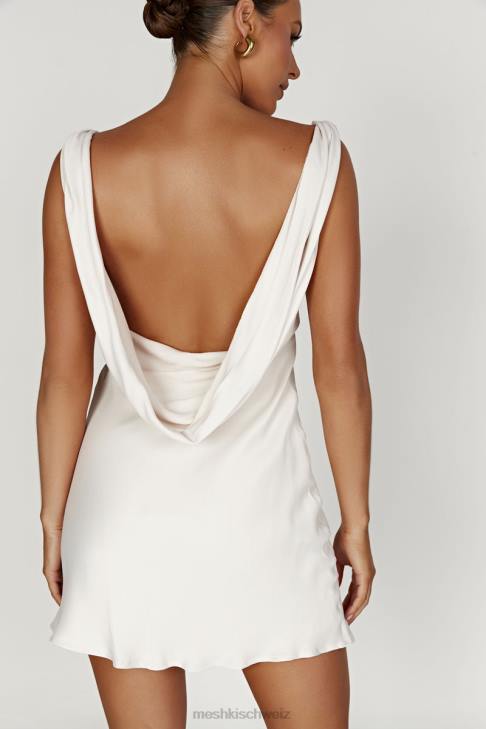 Meshki Nadia – Minikleid aus Satin mit Wasserfallausschnitt am Rücken Beige Kleidung 060V405