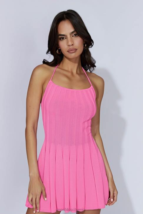 Meshki Neckholder-Strick-Minikleid aus Koa Kaugummirosa Kleidung 060V519