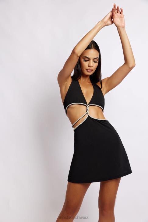 Meshki Nicha Neckholder-Minikleid mit Ausschnitten Schwarz Kleidung 060V302