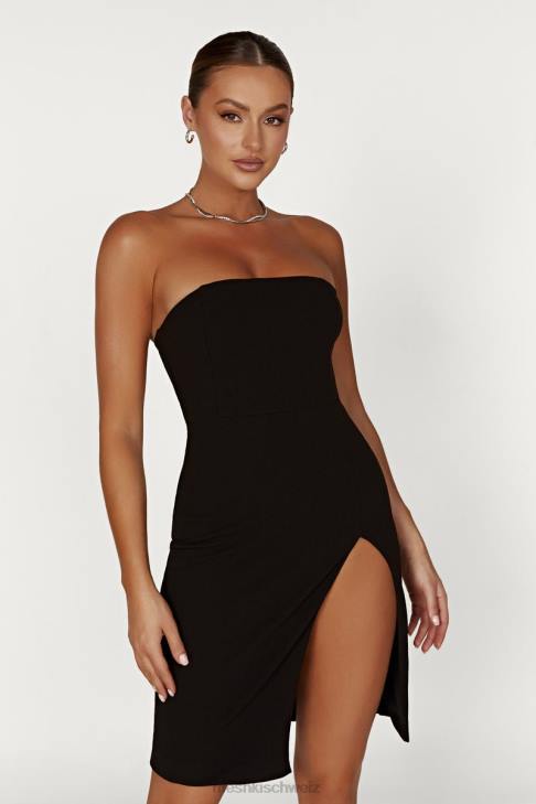 Meshki Rachel Crêpe Bandeau-Minikleid mit Schlitz am Oberschenkel Schwarz Kleidung 060V613