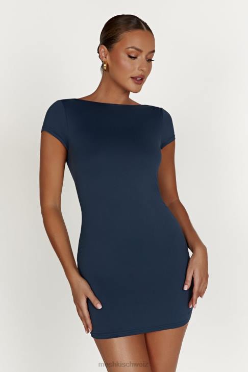 Meshki Reyna rückenfreies Minikleid aus recyceltem Nylon Mitternachtsmarine Kleidung 060V494