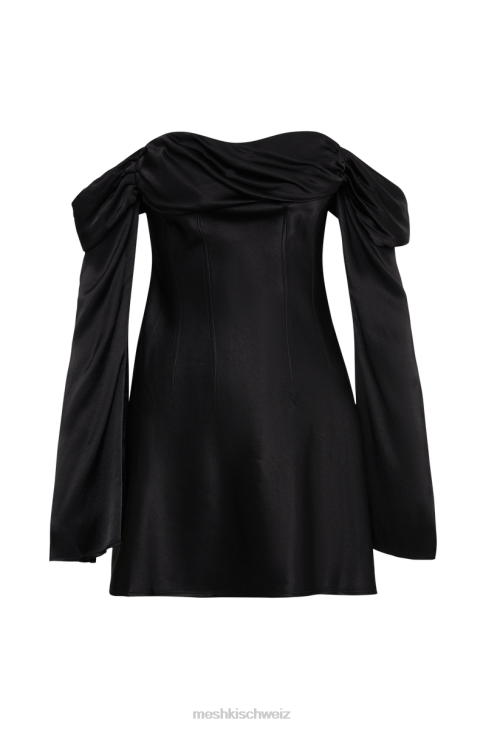 Meshki Schulterfreies Minikleid aus Satin von Giselle Schwarz Kleidung 060V202
