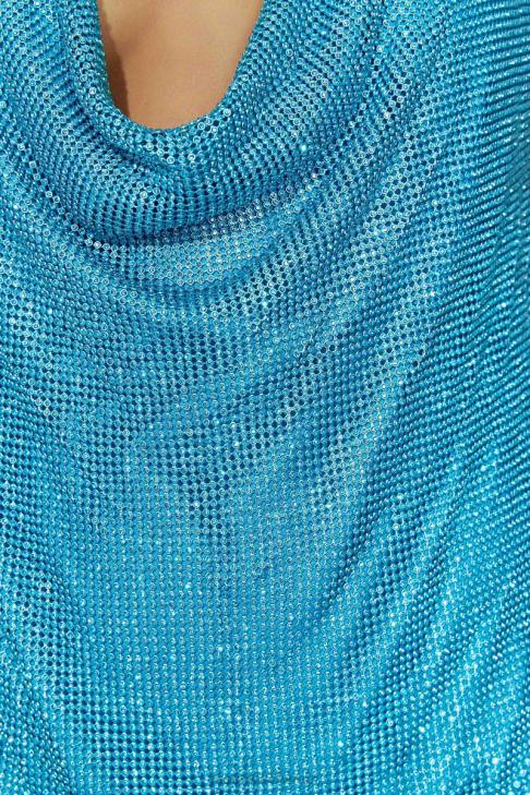 Meshki Siya Neckholder-Minikleid aus Glomesh Aquamarin Kleidung 060V666