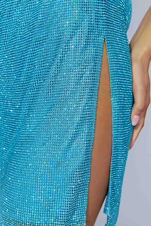 Meshki Siya Neckholder-Minikleid aus Glomesh Aquamarin Kleidung 060V666