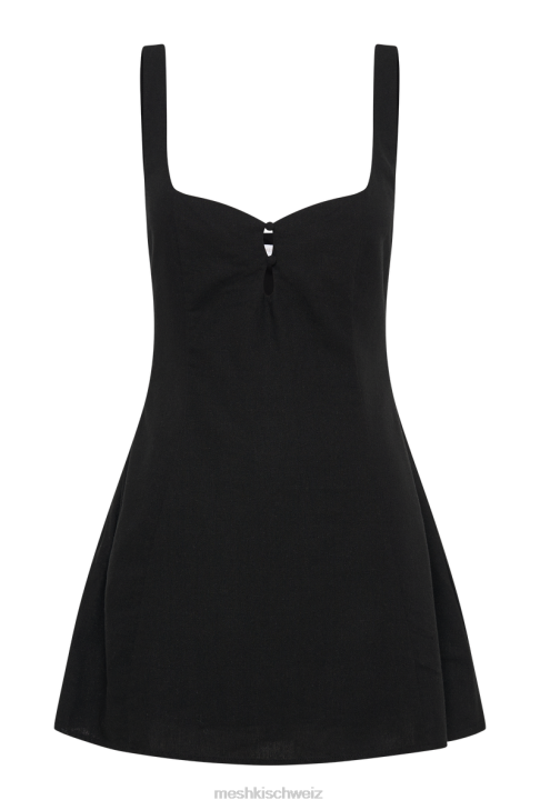 Meshki Tandie-Leinen-Flare-Minikleid Schwarz Kleidung 060V322