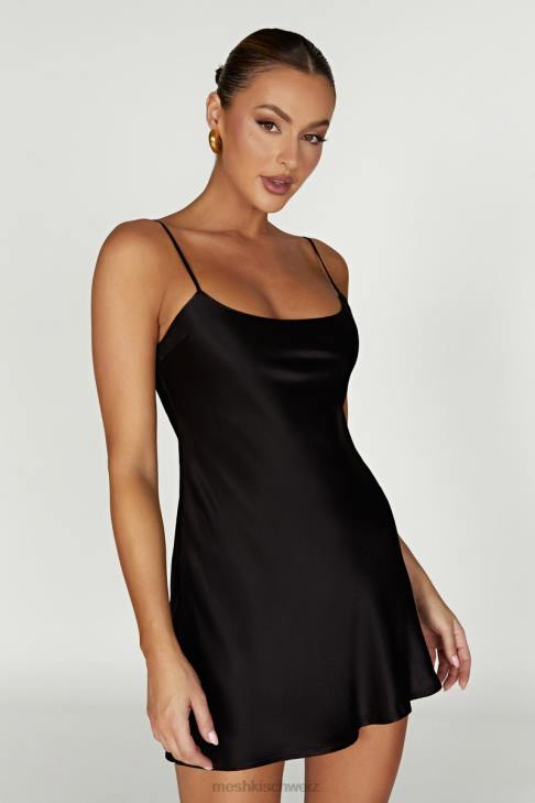 Meshki Valentina Minikleid aus Satin Schwarz Kleidung 060V423